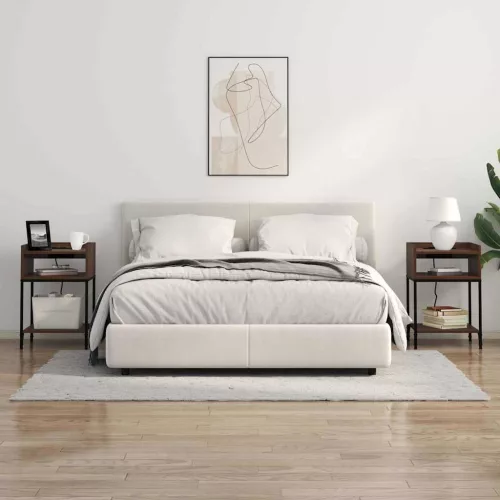 Éjjeli asztal polcokkal barna tölgy 40 x 40 x 61 cm Faanyag