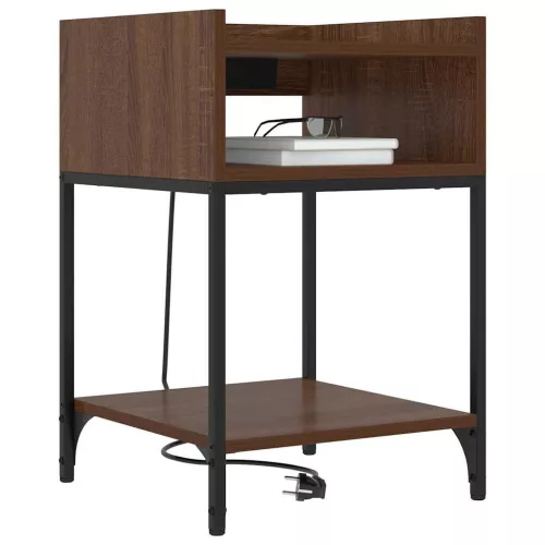 Éjjeli asztal 2 pcs barna tölgy 40 x 40 x 61 cm Faanyag
