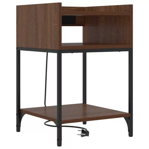 Éjjeli asztal 2 pcs barna tölgy 40 x 40 x 61 cm Faanyag