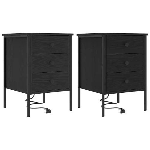 Éjjeliszekrény 2 pcs Musta tammi 42 x 41 x 61 cm Faanyag