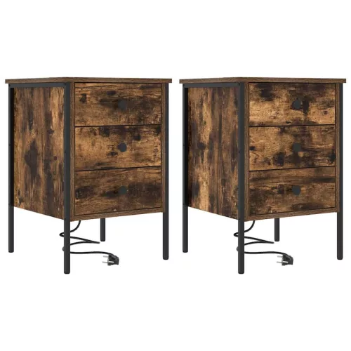 Éjjeliszekrény 2 pcs Füstölt tölgy 42 x 41 x 61 cm Faanyag