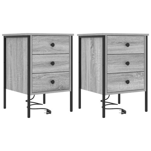 Éjjeliszekrény 2 pcs Szürke sonoma 42 x 41 x 61 cm Faanyag