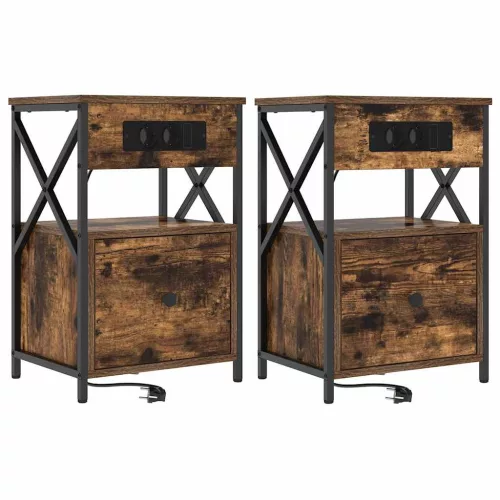 Éjjeliszekrény 2 pcs Füstölt tölgy 40 x 31 x 60 cm Faanyag