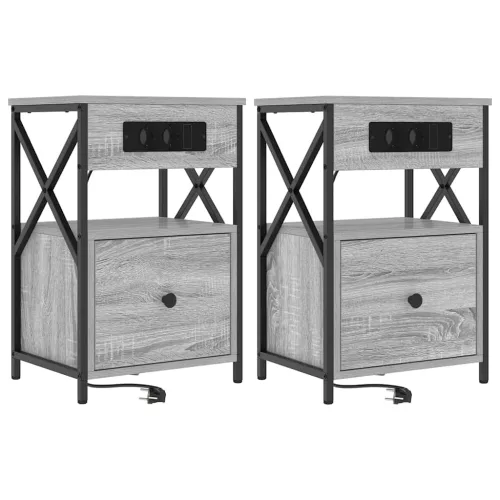 Éjjeliszekrény 2 pcs Szürke sonoma 40 x 31 x 60 cm Faanyag
