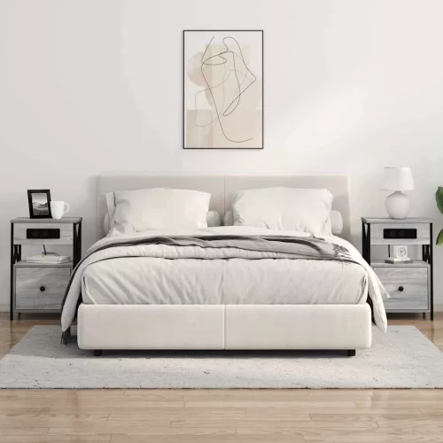 Éjjeliszekrény 2 pcs Szürke sonoma 40 x 31 x 60 cm Faanyag