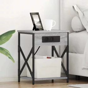 Éjjeliszekrény Töltőállomással 2 pcs Szürke sonoma