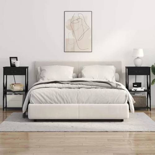 Éjjeliszekrény 2 pcs Musta tammi 41 x 31 x 76 cm Faanyag