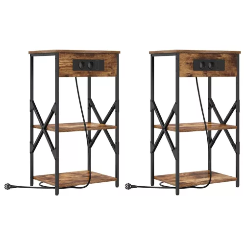 Éjjeliszekrény 2 pcs Füstölt tölgy 41 x 31 x 76 cm Faanyag