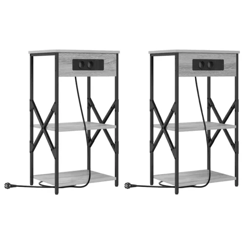 Éjjeliszekrény 2 pcs Szürke sonoma 41 x 31 x 76 cm Faanyag