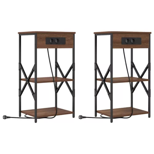 Éjjeliszekrény 2 pcs barna tölgy 41 x 31 x 76 cm Faanyag
