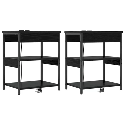 Éjjeliszekrény 2 pcs Musta tammi Faanyag