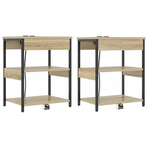 Éjjeliszekrény 2 pcs sonoma tölgy Faanyag