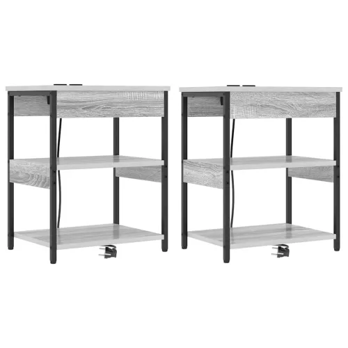Éjjeliszekrény 2 pcs Szürke sonoma Faanyag