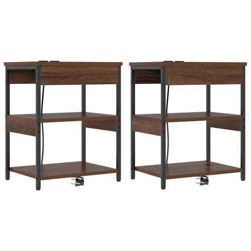 Éjjeliszekrény 2 pcs barna tölgy Faanyag