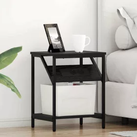 Éjjeli asztal 2 pcs Musta tammi 38 x 30 x 48 cm Faanyag