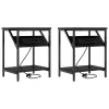 Éjjeli asztal 2 pcs Musta tammi 38 x 30 x 48 cm Faanyag