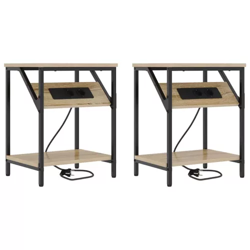 Éjjeli asztal 2 pcs sonoma tölgy 38 x 30 x 48 cm Faanyag