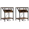 Éjjeli asztal 2 pcs Füstölt tölgy 38 x 30 x 48 cm Faanyag