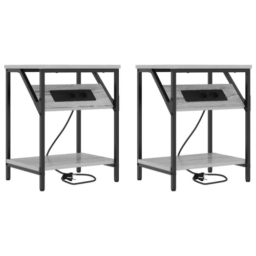 Éjjeli asztal 2 pcs Szürke sonoma 38 x 30 x 48 cm Faanyag