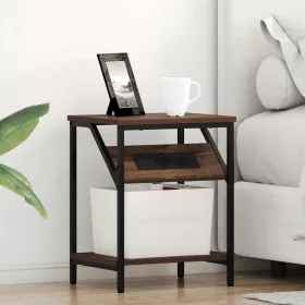 Éjjeli asztal 2 pcs barna tölgy 38 x 30 x 48 cm Faanyag