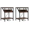 Éjjeli asztal 2 pcs barna tölgy 38 x 30 x 48 cm Faanyag