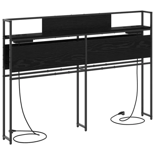 Tároló fejtámla polcokkal tárolóval Musta tammi 160 cm Faanyag