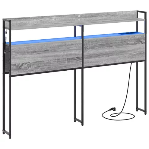 Fejtámla LED -es lámpákkal Szürke sonoma 120 cm Faanyag