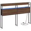Fejtámla LED -es lámpákkal polcokkal barna tölgy 135 cm Faanyag