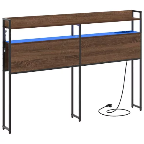 Fejtámla LED -es lámpákkal polcokkal barna tölgy 135 cm Faanyag