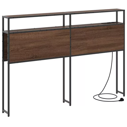 Tároló fejtámla polcokkal tárolóval barna tölgy 135 cm Faanyag