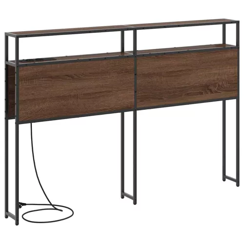 Tároló fejtámla polcokkal tárolóval barna tölgy 135 cm Faanyag
