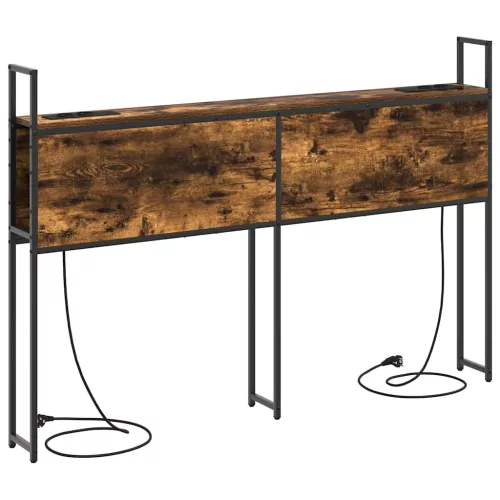 Tárolós Fejtámla Töltő Állomással Füstölt tölgy 140 cm Faanyag