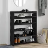 Fekete szerelt fa cipőtároló szekrény 80x25x100 cm
