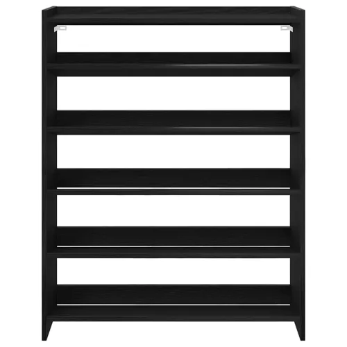 Fekete szerelt fa cipőtároló szekrény 80x25x100 cm