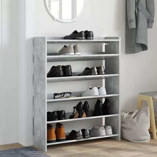 Betonszürke szerelt fa cipőtartó 80x25x100 cm