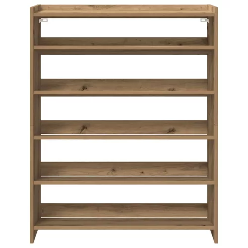 Kézműves tölgy színű szerelt fa cipősszekrény 80x25x100 cm