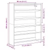 Kézműves tölgy színű szerelt fa cipősszekrény 80x25x100 cm