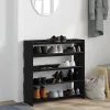 Fekete szerelt fa cipőtároló szekrény 80x25x81 cm