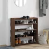 Barna tölgy színű szerelt fa cipőtartó 80x25x81 cm