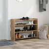 Kézműves tölgy színű szerelt fa cipősszekrény 80x25x62 cm