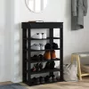 Fekete szerelt fa cipőtartó 60x30x98 cm