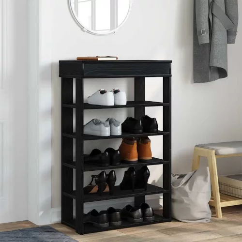 Fekete szerelt fa cipőtartó 60x30x98 cm