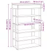 Fekete szerelt fa cipőtartó 60x30x98 cm