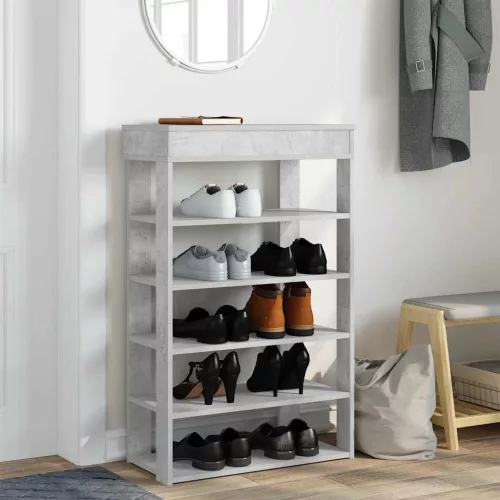 Betonszürke szerelt fa cipőtartó 60x30x98 cm