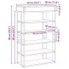 Betonszürke szerelt fa cipőtartó 60x30x98 cm