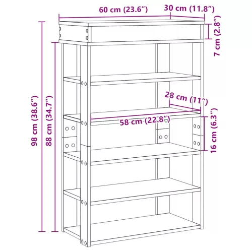 Antik fa szerelt fa cipőtartó 60x30x98 cm