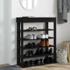 Fekete szerelt fa cipőtartó 80x30x98 cm