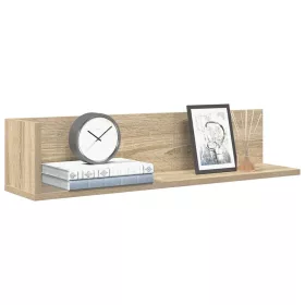   2 db sonoma tölgy színű szerelt fa fali polc 75 x 16,5 x 16,5cm