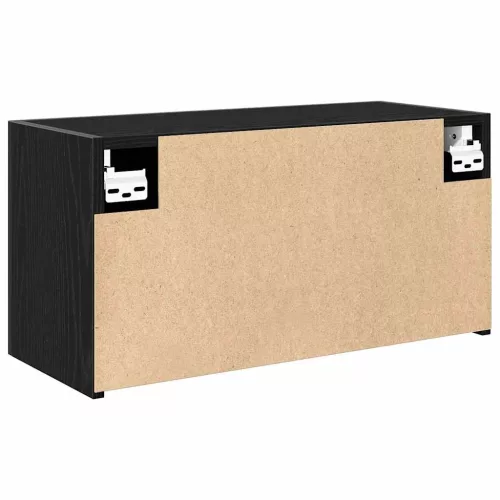 Fekete szerelt fa fali fürdőszobaszekrény 60x25x30 cm