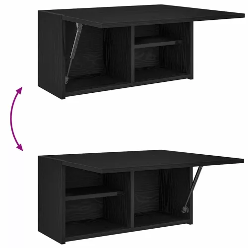 Fekete szerelt fa fali fürdőszobaszekrény 60x25x30 cm